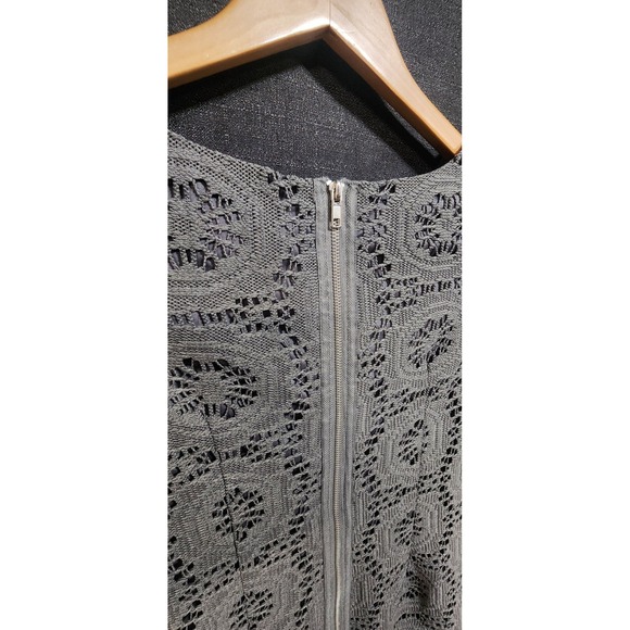 ADRIANA PAPELL Gray Embroidered Shift Dress Cutout Business Casual Lined Sz 4 - Picture 5 of 10